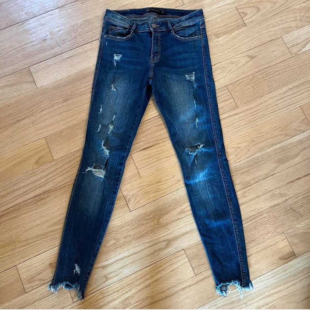 Zara skinny stretch distressed denim